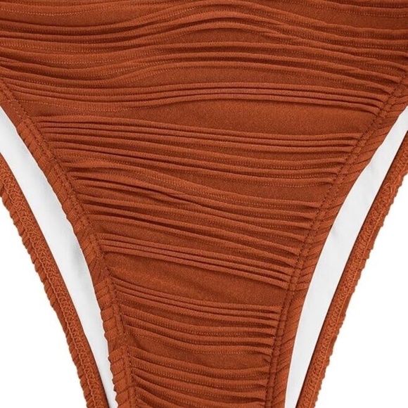 ZAFUL Women Strapless Wave Bandeau Bikini 2 Piece Swimwear Cheeky. Lace up. Sz M - Picture 6 of 16